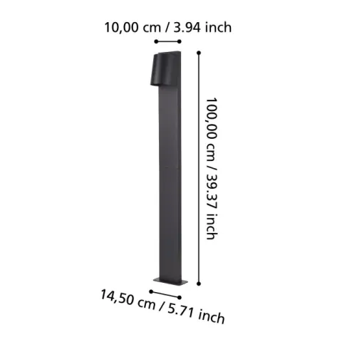 Pilar LED Exterior com Abajur Semicircular Preto STAGNONE EGLO 900692