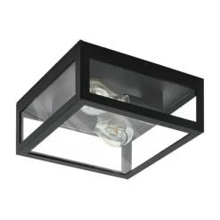 Plafon com Moldura de Metal Preto e Vidro Transparente AMEZOLA EGLO 99122