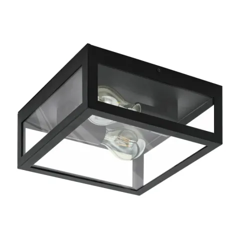 Plafon com Moldura de Metal Preto e Vidro Transparente AMEZOLA EGLO 99122