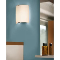 Plafon com Vidro Branco Acetinado e Suportes em Metal Prateado GRAFIK EGLO 84028