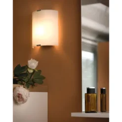 Plafon com Vidro Branco Acetinado e Suportes em Metal Prateado GRAFIK EGLO 84028