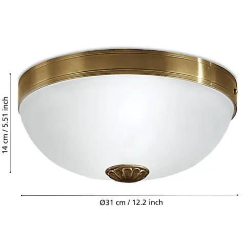 Plafon de Teto com Abajur em Vidro Branco Acetinado IMPERIAL EGLO 82741