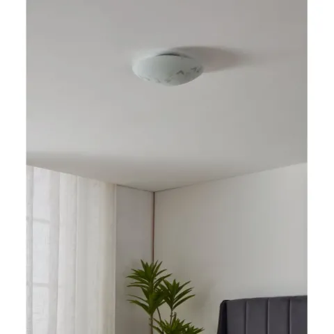 Plafon de Teto com Vidro Branco Acetinado e Metal MARS EGLO 80263