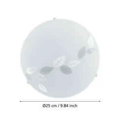 Plafon de Teto com Vidro Branco Acetinado e Motivo de Folhas MARS EGLO 80264