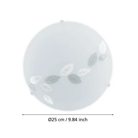 Plafon de Teto com Vidro Branco Acetinado e Motivo de Folhas MARS EGLO 80264