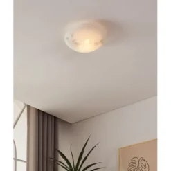 Plafon de Teto com Vidro Branco Acetinado e Motivo de Folhas MARS EGLO 80264