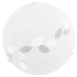 Plafon de Teto com Vidro Branco Acetinado e Motivo de Folhas MARS EGLO 80264