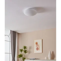 Plafon de Teto Redondo em Metal Branco com Vidro Opalino ELLA EGLO 83404