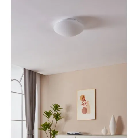 Plafon de Teto Redondo em Metal Branco com Vidro Opalino ELLA EGLO 83404