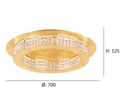 Plafon dourado com cristais Ø700mm - Principe - Eglo