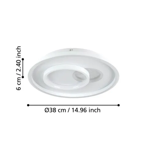 Plafon LED Branco e Prata 380 mm TIRIOLO EGLO 901246
