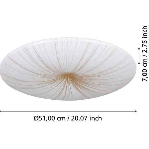 Plafon LED com Detalhes em Ouro Branco 51 cm NIEVES 1 EGLO 900501