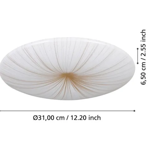 Plafon LED com Detalhes em Ouro Branco e Luz Branca Quente NIEVES 1 EGLO 900499