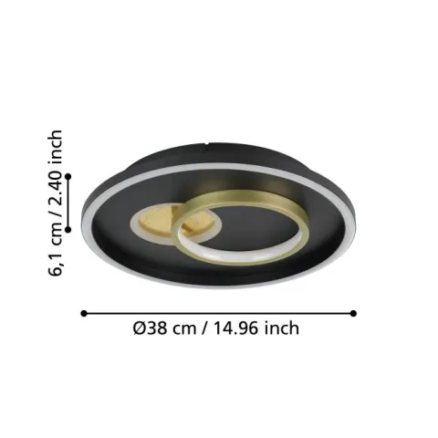 Plafon LED Preto e Dourado TIRIOLO EGLO 901244