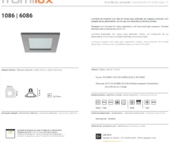 Projector Quadrado Encastrável para Lâmpada GU10 Escovado Tromilux 6086.100.4FX Escovado