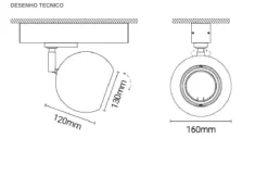 Projetor de Calha Trifásica em Alumínio Tromilux 5083.100.9X2 Preto