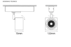 Projetor de Calha Trifásica em Alumínio Tromilux 5071.100.2X3 Cinza