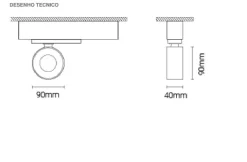 Projetor de Calha Trifásica 230V em Alumínio para Interior Tromilux 5089.122.9T2 Preto