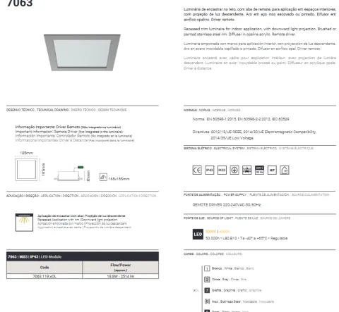 Projetor de Embutir LED 18.8W Branco TROMILUX 7063.119.1FL Branco