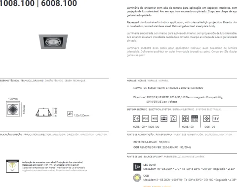 Projetor Halogéneo Encastrável Branco TROMILUX 6008.100.1XX Branco