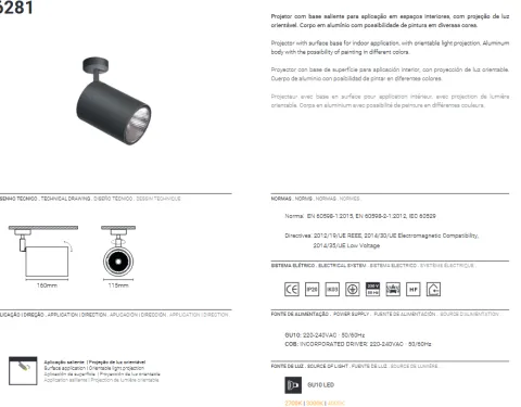 Projetor LED Orientável COB TROMILUX 6281.100.122.7XL Grafite