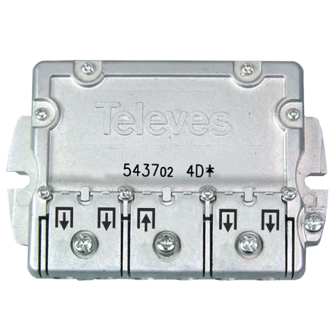 Repartidor de sinal tv Interior televes 543702 (5-2400MHz) 4D “Easy F” 8dB dc