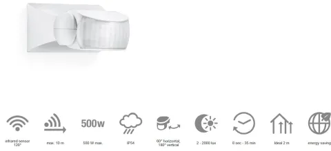 Sensor movimento Steinel IS 1 120º/180º branco IP54