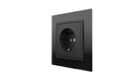 Tomada Cristal Negro/Preto Mate, Logus 90 Crystal - Kit Completo