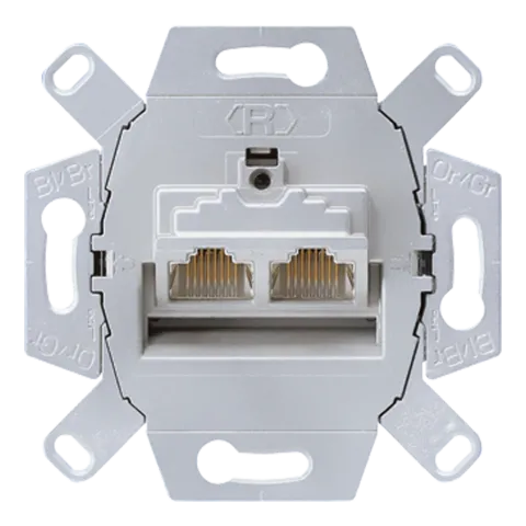 Tomada de Dados Cat. 6 / Cat. 6A iso 2 x 8 Pólos para 2 Terminais JUNG UAE8-8UPOK6