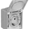 Tomada 2P+T schuko com alvéolos protegidos IP65 cinzento efapel 48132 ccz