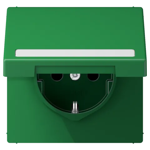 Tomada SCHUKO® 16 A 250 V com Campo de Inscrição Verde LS JUNG LS1520BFNAKLGN