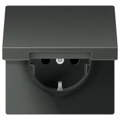 Tomada SCHUKO® 16 A 250 V com Tampa Basculante Alumínio Lacado LS JUNG AL1520KIKLAN