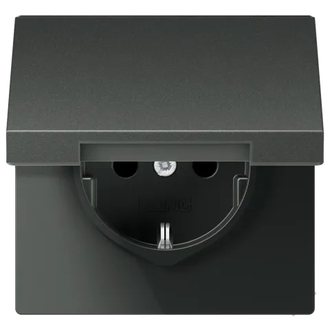 Tomada SCHUKO® 16 A 250 V com Tampa Basculante Alumínio Lacado LS JUNG AL1520KIKLAN