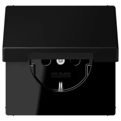 Tomada SCHUKO® 16 A 250 V com Tampa Basculante Preto Mate LS1521KIKLSWM JUNG LS1521KIKLSWM