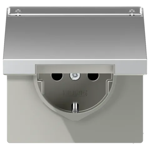 Tomada SCHUKO® com Campo de Inscrição e Tampa Basculante LS JUNG AL1520NAKL