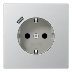 Tomada SCHUKO® com carregador USB tipo C alumínio LS JUNG AL1520-18C