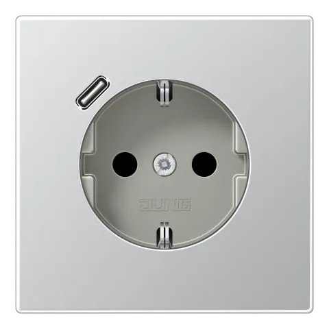 Tomada SCHUKO® com carregador USB tipo C alumínio LS JUNG AL1520-18C