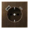 Tomada SCHUKO® com Carregador USB Tipo A e C Latão Antik Safety Plus LS JUNG ME1520-15CAAT