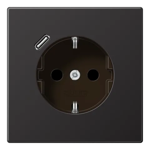 Tomada SCHUKO® com Carregador USB Tipo C Dark LS JUNG AL1520-18CD