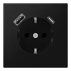 Tomada SCHUKO® com Carregador USB Tipo A e C Safety Plus LS JUNG LS1520-15CASWM