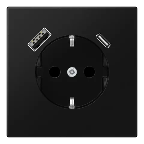Tomada SCHUKO® com Carregador USB Tipo A e C Safety Plus LS JUNG LS1520-15CASWM