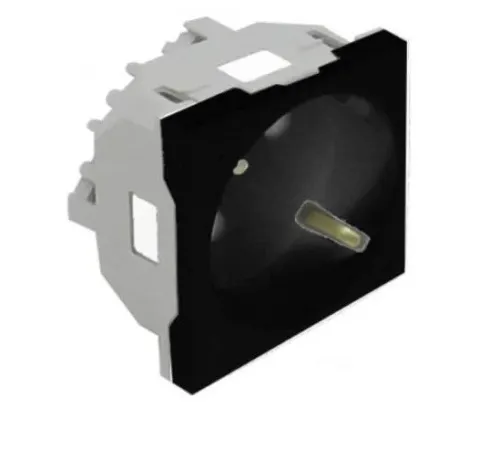 Tomada schuko com obturador, 2 módulos, preto mate - Série Quadro 45 Siza - 45132SPM