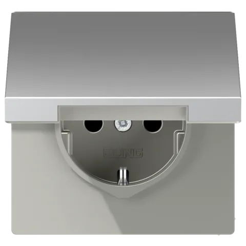 Tomada SCHUKO® com Tampa Basculante Alumínio Série LS JUNG AL1521KIKL