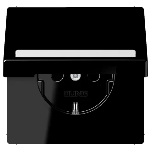 Tomada SCHUKO® com Tampa Basculante e Campo de Inscrição Preto LS JUNG LS1520BFNAKLSW