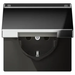 Tomada SCHUKO® com Tampa Basculante e Campo de Inscrição Cromado Brilhante LS JUNG GCR1520NAKL