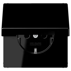 Tomada SCHUKO® com Tampa Basculante Preto LS JUNG LS1521KIKLSW