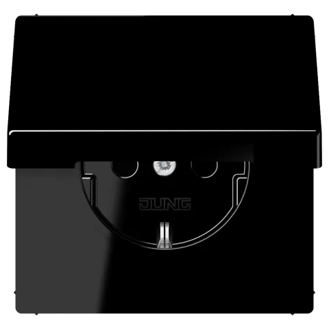 Tomada SCHUKO® com Tampa Basculante Preto LS JUNG LS1521KIKLSW