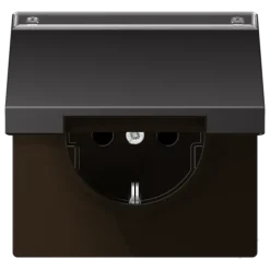 Tomada SCHUKO® com Tampa Basculante Alumínio Lacado Série LS JUNG AL1520NAKLD