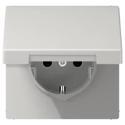 Tomada SCHUKO® Safety Plus com Tampa Basculante Cinzento Claro LS1520BFKIKLLG JUNG LS1520BFKIKLLG