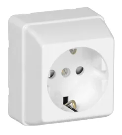 Tomada schuko + T 16A 250V c/Alvéolos Protegidos Saliente EFAPEL 37132 CBR, Série 3700